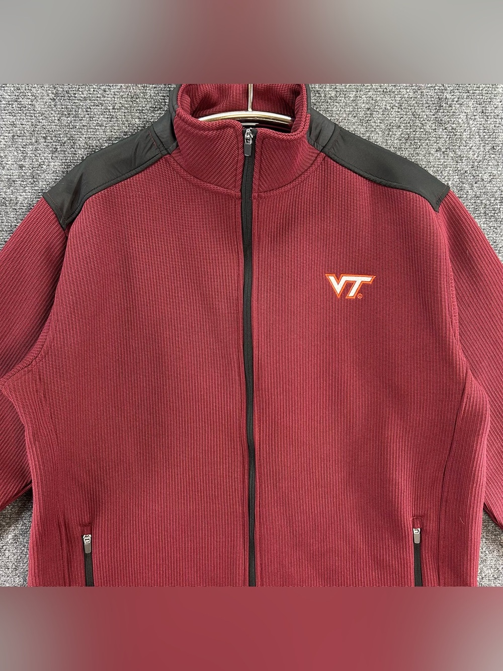 Virginia Tech University Hokies Full Zip Jacket Large Maroon Embroidered NCAA